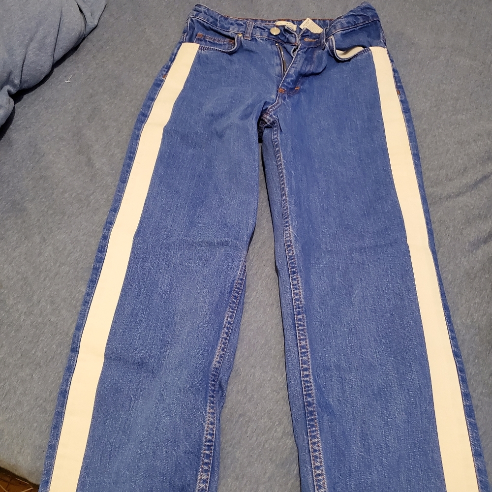 Zara flare denim strip jeans